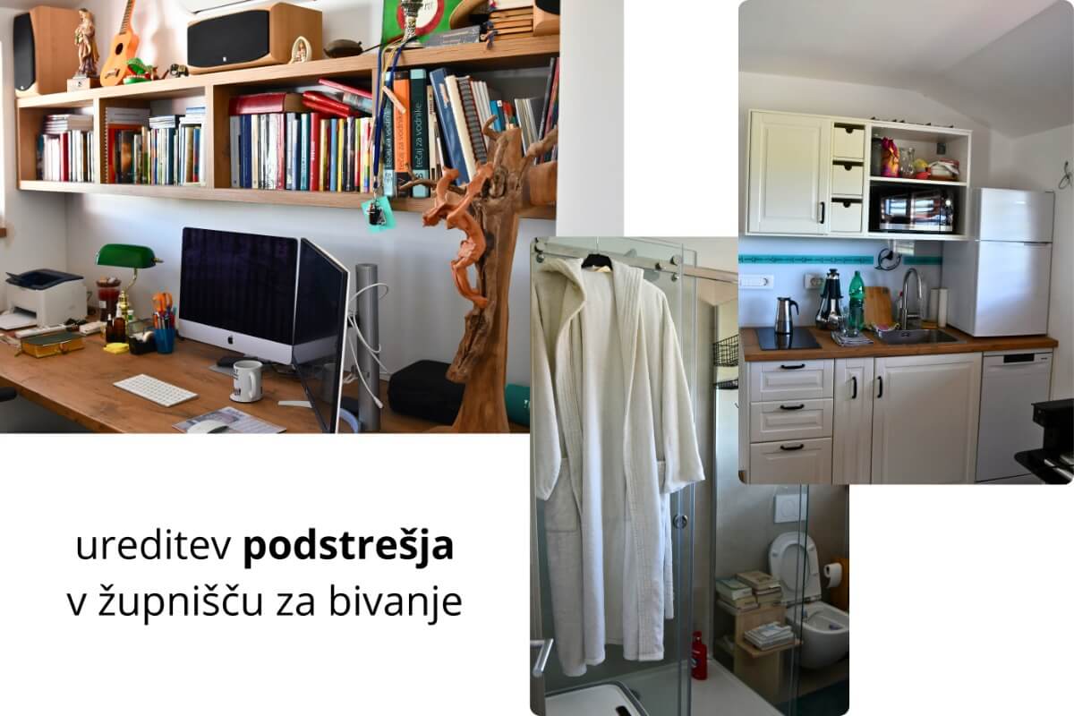 ureditev podstrešja v župnišču za bivanje